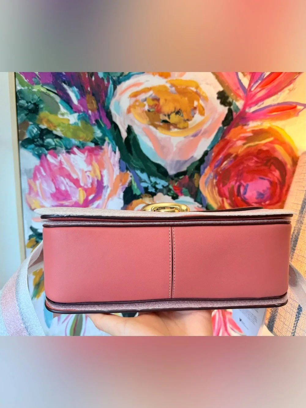 Coach Coral Pink Mickey Mouse Floral Crossbody Bag NWOT - Picture 6 of 9